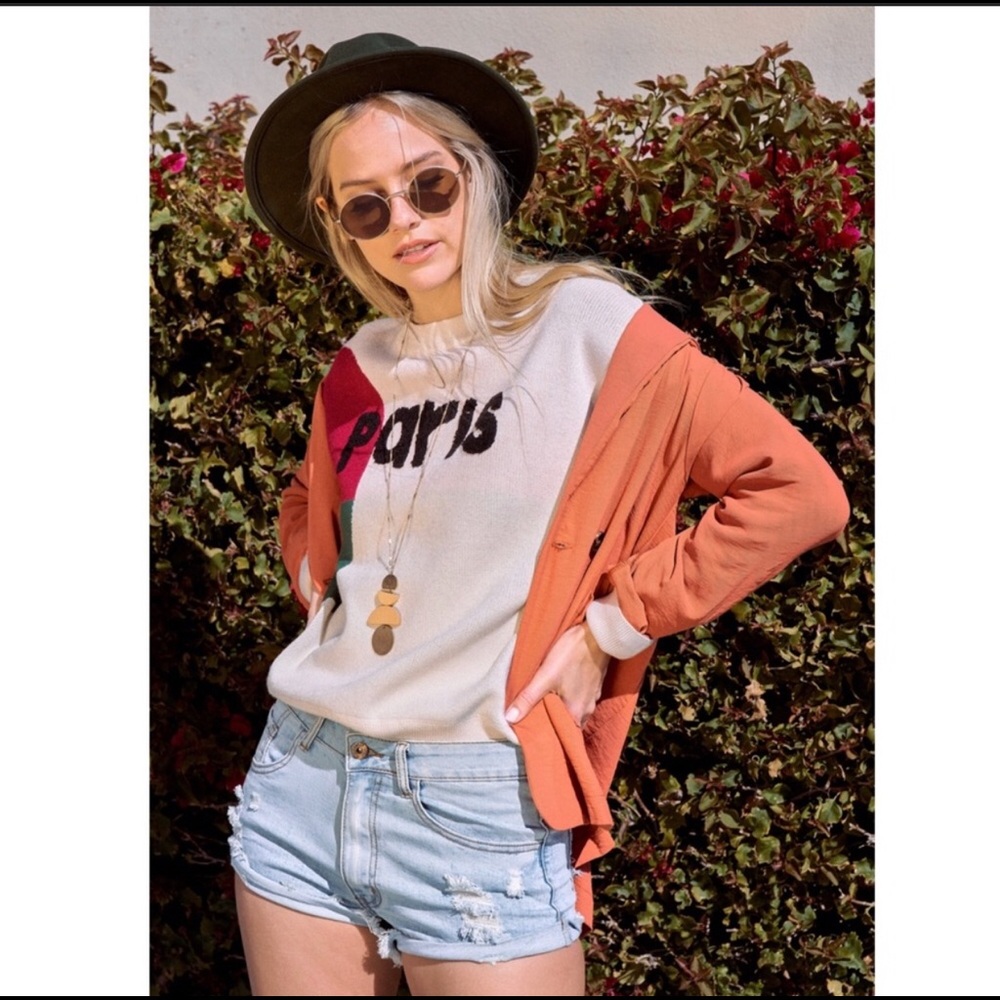 Paris Color Block Knit Sweater